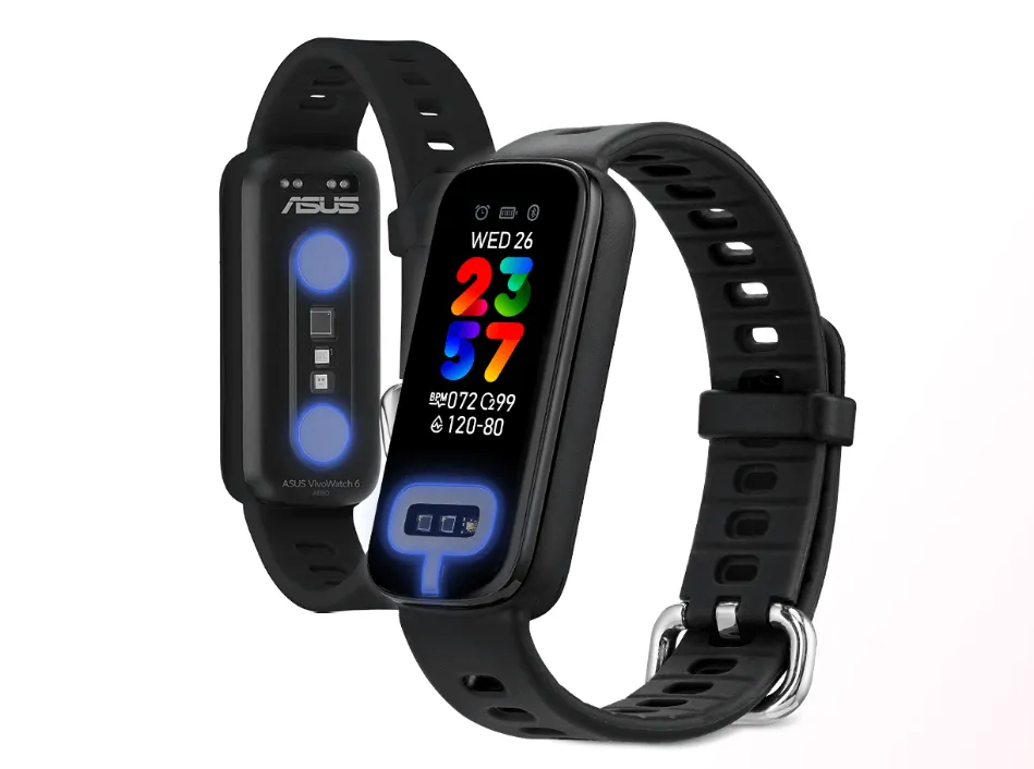 ASUS VivoWatch 6 Aero 具備指尖擊時測血壓 / 心電圖功能，並且搭載獨家鼾聲監測，幫助了解睡眠呼吸狀況。支援遠端關照模式，可以將健康數據同步給親友，方便不同住的子女也能隨時關心父母的健康數據。